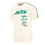 NFL NEW YORK JETS RETRO CLASSIC T-SHIRT EN JERSEY SIMPLE À RAYURES POUR HOMME (COQUILLE D'ŒUF/VERT KELLY)