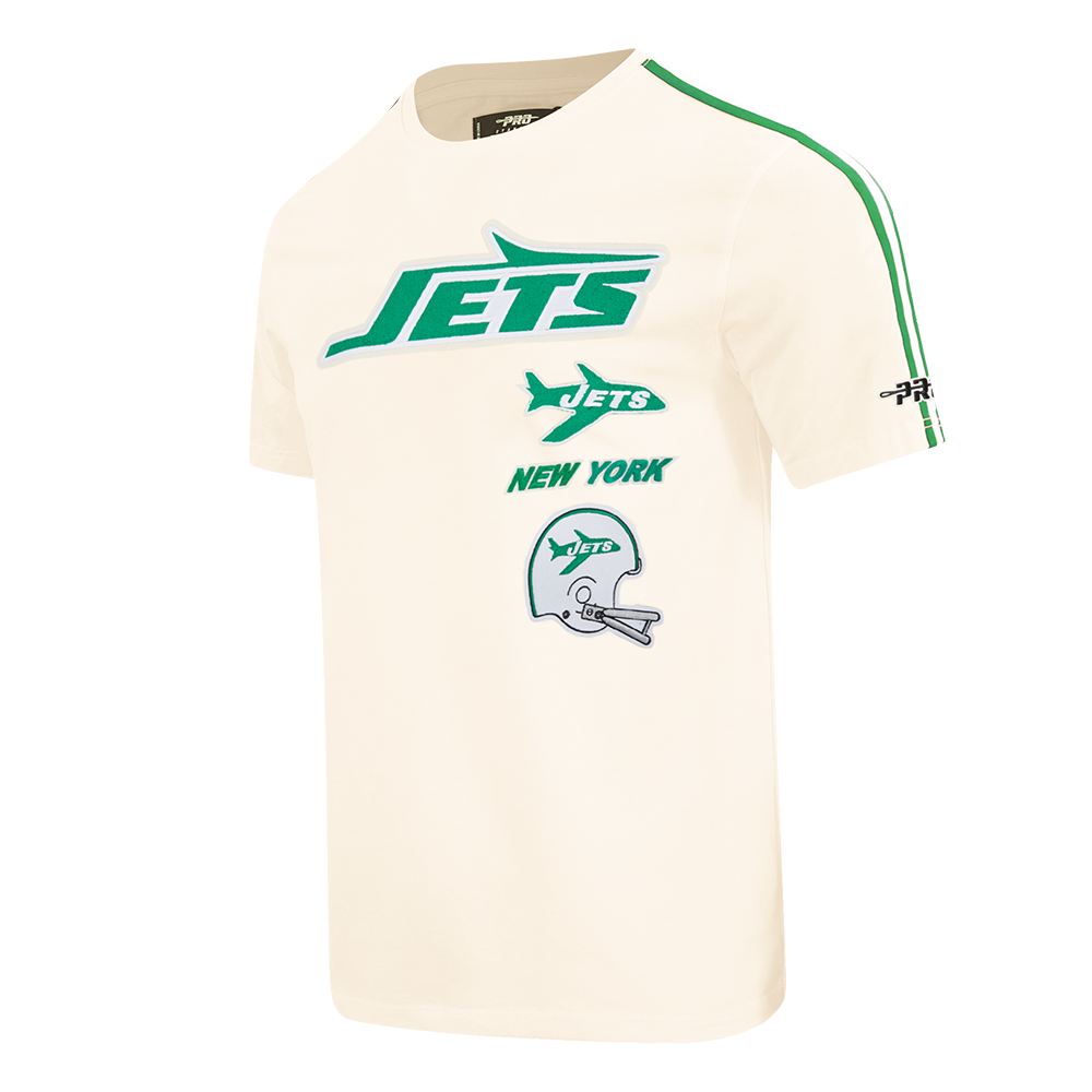 NFL NEW YORK JETS RETRO CLASSIC T-SHIRT EN JERSEY SIMPLE À RAYURES POUR HOMME (COQUILLE D'ŒUF/VERT KELLY)