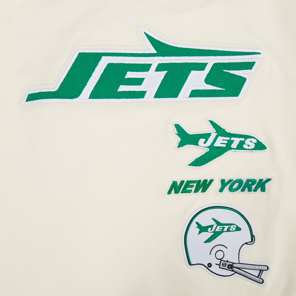 NFL NEW YORK JETS RETRO CLASSIC T-SHIRT EN JERSEY SIMPLE À RAYURES POUR HOMME (COQUILLE D'ŒUF/VERT KELLY)