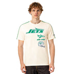 NFL NEW YORK JETS RETRO CLASSIC T-SHIRT EN JERSEY SIMPLE À RAYURES POUR HOMME (COQUILLE D'ŒUF/VERT KELLY)