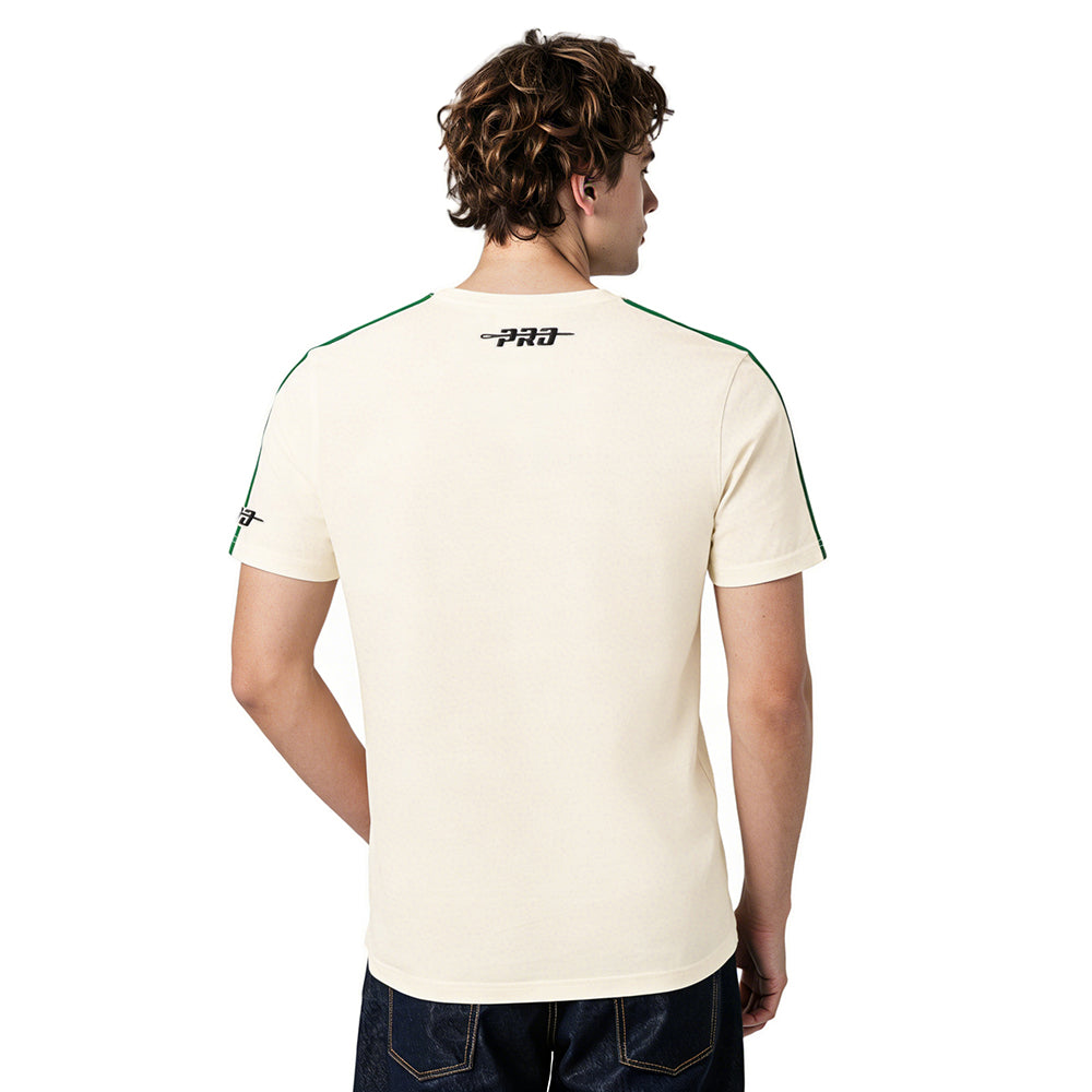 NFL NEW YORK JETS RETRO CLASSIC T-SHIRT EN JERSEY SIMPLE À RAYURES POUR HOMME (COQUILLE D'ŒUF/VERT KELLY)