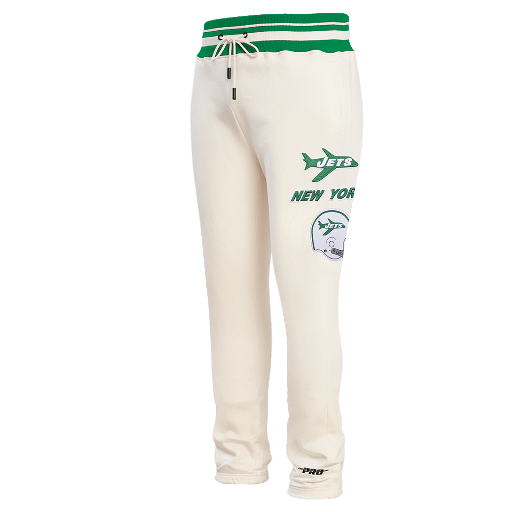 NFL NEW YORK JETS RETRO CLASSIC PANTALON OUATÉ EN MOLLETON POUR HOMME (COQUILLE D'ŒUF/VERT KELLY)