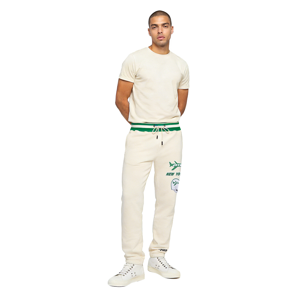 NFL NEW YORK JETS RETRO CLASSIC PANTALON OUATÉ EN MOLLETON POUR HOMME (COQUILLE D'ŒUF/VERT KELLY)
