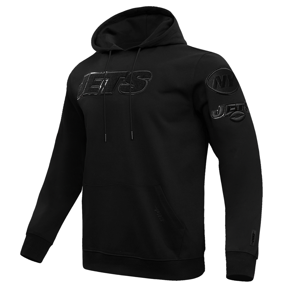 NFL NEW YORK JETS TRIPLE BLACK MEN'S PULLOVER HOODIE (TRIPLE BLACK)