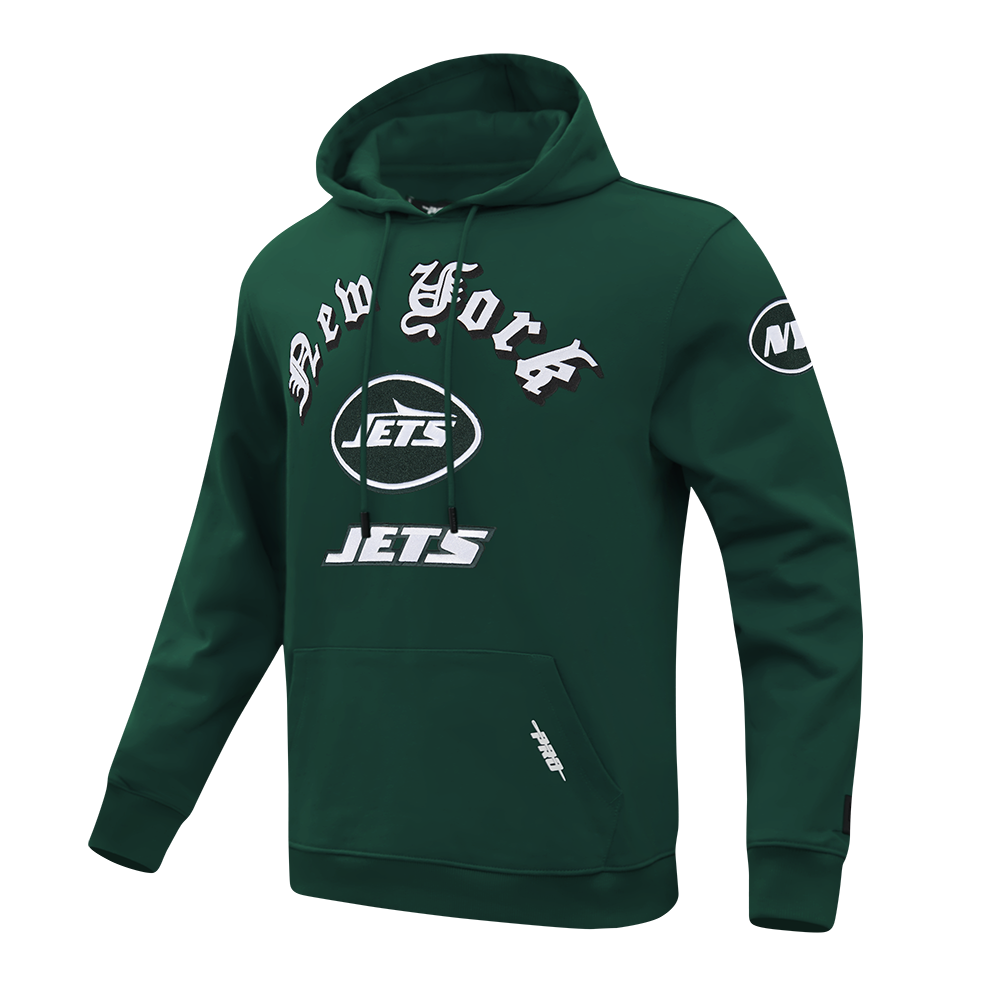 NFL NEW YORK JETS OLD ENGLISH MEN'S PO HOODIE (FOREST GREEN)