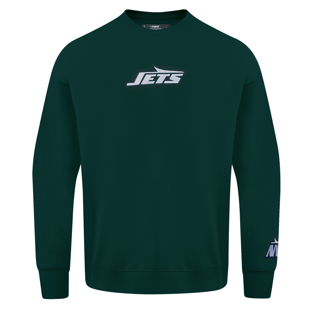 NFL NEW YORK JETS WINGSPAN MEN'S DROP SHOULDER FLC CREWNECK (FOREST GREEN)