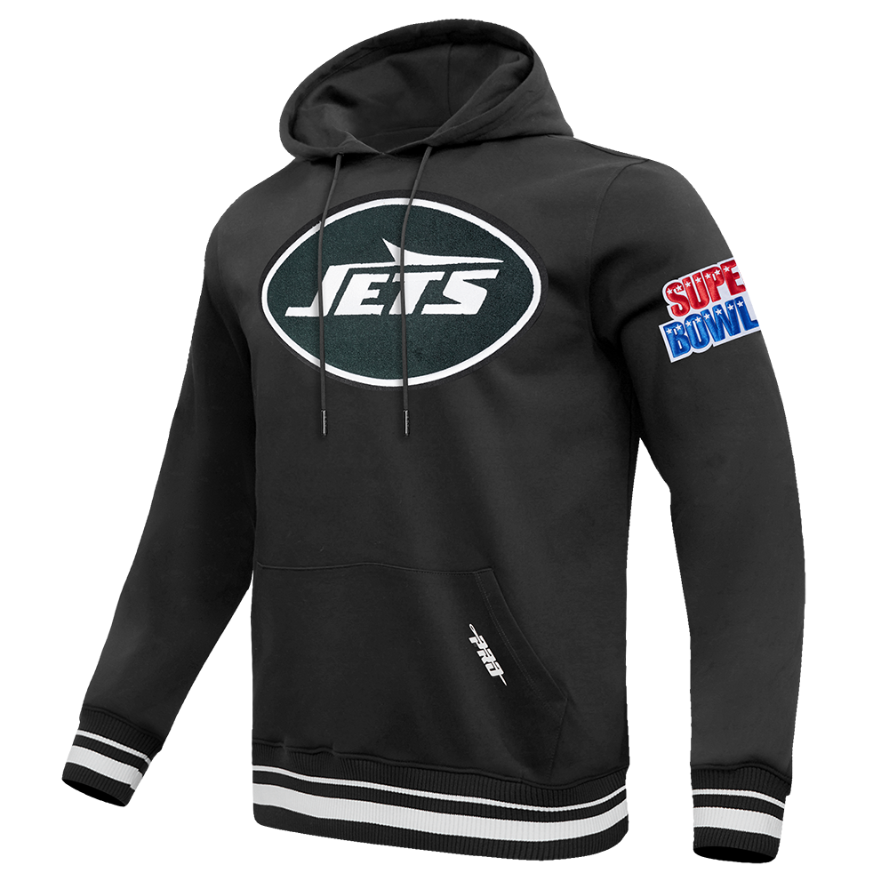 NFL NEW YORK JETS MASH UP MEN'S RIB FLC PO HOODIE (BLACK)