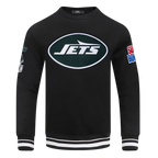 NFL NEW YORK JETS MASH UP MEN'S RIB FLC CREWNECK (BLACK)