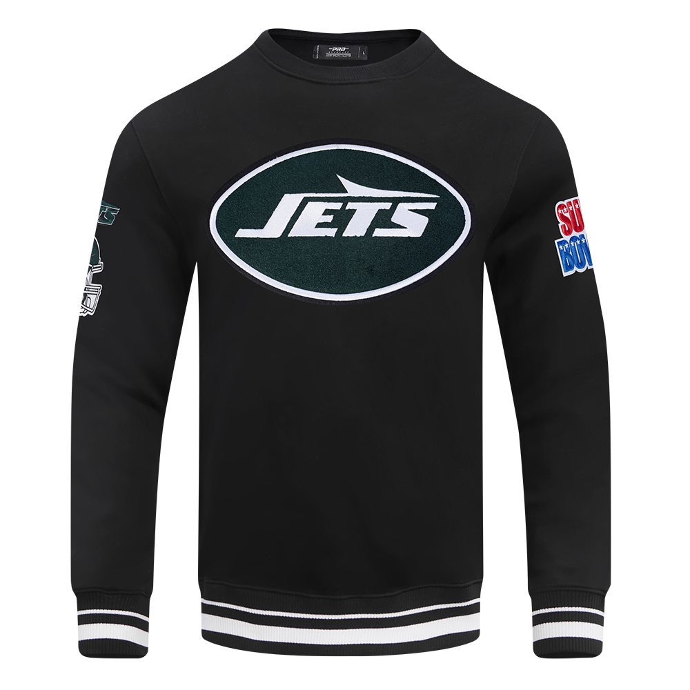 NFL NEW YORK JETS MASH UP MEN'S RIB FLC CREWNECK (BLACK)
