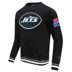 NFL NEW YORK JETS MASH UP MEN'S RIB FLC CREWNECK (BLACK)