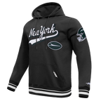 NFL NEW YORK JETS SCRIPT TAIL MEN'S RIB FLC PO HOODIE (BLACK)