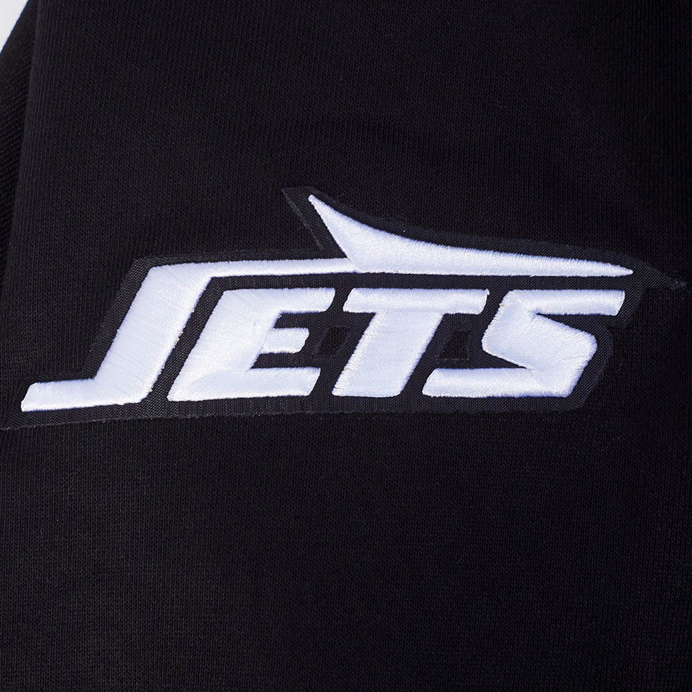 NFL NEW YORK JETS SCRIPT TAIL MEN'S RIB FLC PO HOODIE (BLACK)