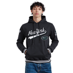 NFL NEW YORK JETS SCRIPT TAIL MEN'S RIB FLC PO HOODIE (BLACK)