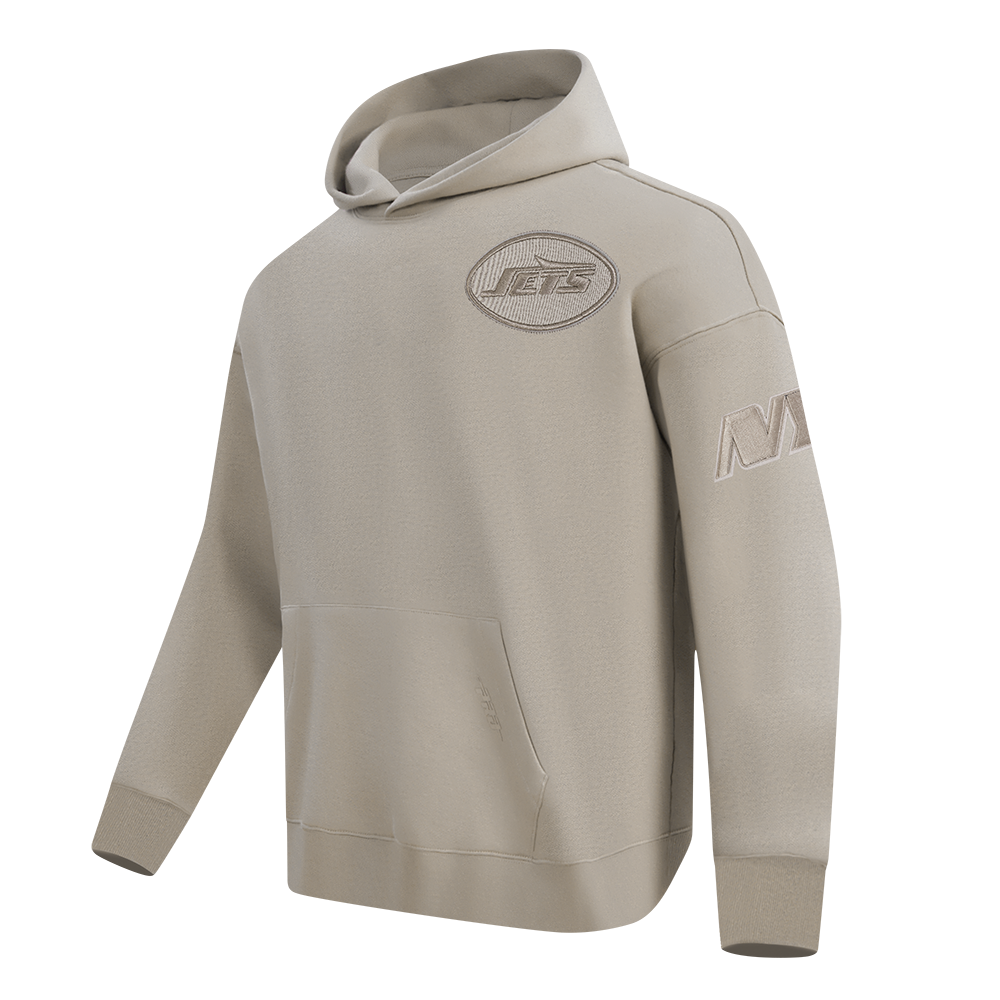 NFL NEW YORK JETS NEUTRAL MEN'S DROP SHOULDER FLC PO HOODIE (TAUPE)