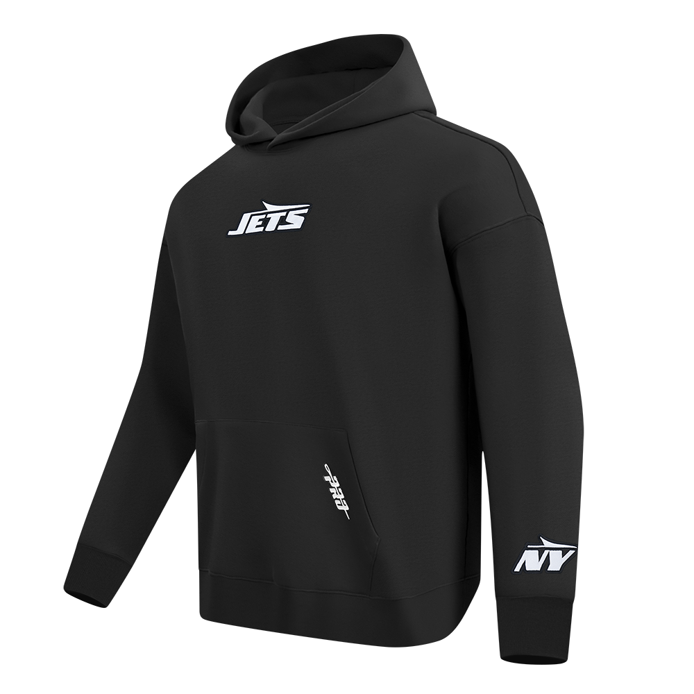 NFL NEW YORK JETS WINGSPAN MEN'S DROP SHOULDER FLC PO HOODIE V2 (BLACK)