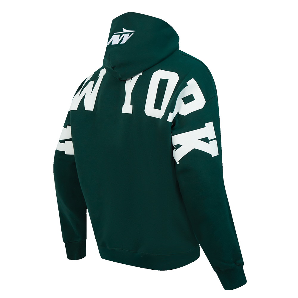 NFL NEW YORK JETS WINGSPAN MEN'S DROP SHOULDER FLC PO HOODIE (FOREST GREEN)