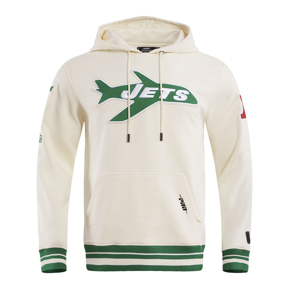 NFL NEW YORK JETS RETRO CLASSIC MEN'S PULLOVER HOODIE (EGGSHELL/ KELLY GREEN)