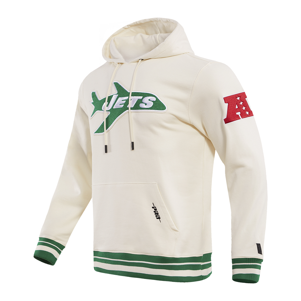 NFL NEW YORK JETS RETRO CLASSIC MEN'S PULLOVER HOODIE (EGGSHELL/ KELLY GREEN)