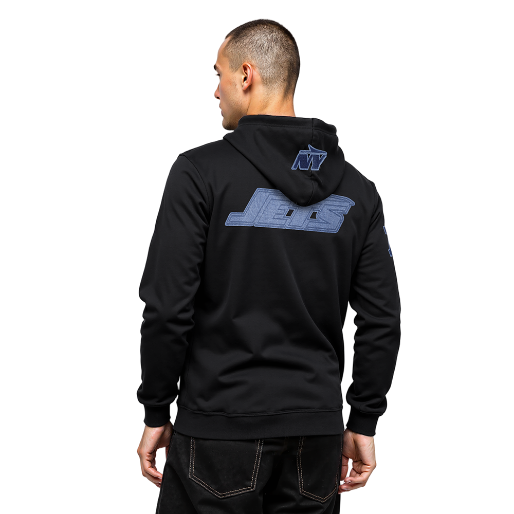 NFL NEW YORK JETS VARSITY BLUES CHANDAIL À CAPUCHON EN MOLLETON POUR HOMME (NOIR)