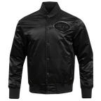 NFL NEW  YORK JETS TRIPLE BLACK MEN'S SATIN JACKET (TRIPLE BLACK MEN'S)