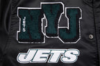NFL NEW YORK JETS MASH UP BLOUSON EN SATIN À BORDS CÔTELÉS POUR HOMME (NOIR)