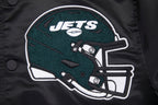 NFL NEW YORK JETS MASH UP BLOUSON EN SATIN À BORDS CÔTELÉS POUR HOMME (NOIR)