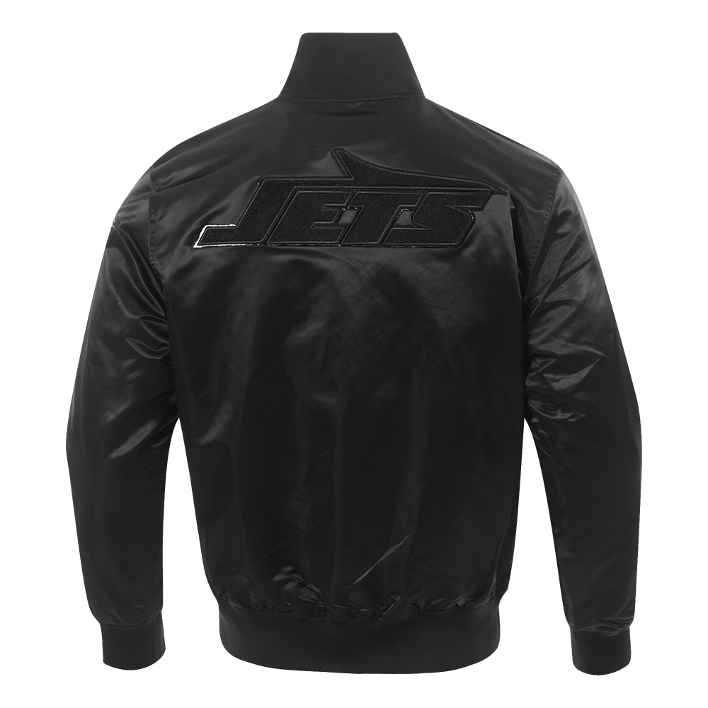 NFL NEW  YORK JETS TRIPLE BLACK MEN'S SATIN JACKET (BLACK MEN'S)