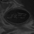 NFL NEW  YORK JETS TRIPLE BLACK MEN'S SATIN JACKET (BLACK MEN'S)