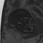 NFL NEW  YORK JETS TRIPLE BLACK MEN'S SATIN JACKET (BLACK MEN'S)
