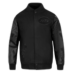 NFL NEW YORK JETS TRIPLE BLACK BLOUSON COLLÉGIAL EN LAINE POUR HOMME (NOIR DE JAIS HOMME)