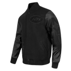 NFL NEW YORK JETS TRIPLE BLACK BLOUSON COLLÉGIAL EN LAINE POUR HOMME (NOIR DE JAIS HOMME)