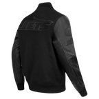 NFL NEW YORK JETS TRIPLE BLACK BLOUSON COLLÉGIAL EN LAINE POUR HOMME (NOIR DE JAIS HOMME)