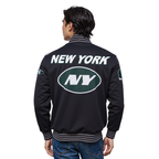 NFL NEW YORK JETS PRO GAME DAY MEN'S DBL KNIT JACKET (BLACK/SILVER/WHITE)