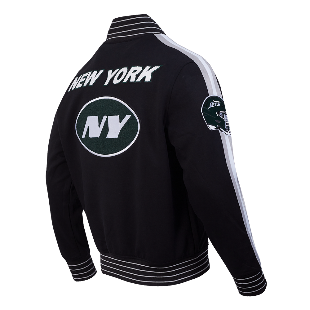 NFL NEW YORK JETS PRO GAME DAY MEN'S DBL KNIT JACKET (BLACK/SILVER/WHITE)