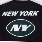 NFL NEW YORK JETS PRO GAME DAY MEN'S DBL KNIT JACKET (BLACK/SILVER/WHITE)