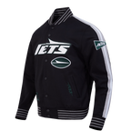 NFL NEW YORK JETS PRO GAME DAY MEN'S DBL KNIT JACKET (BLACK/SILVER/WHITE)