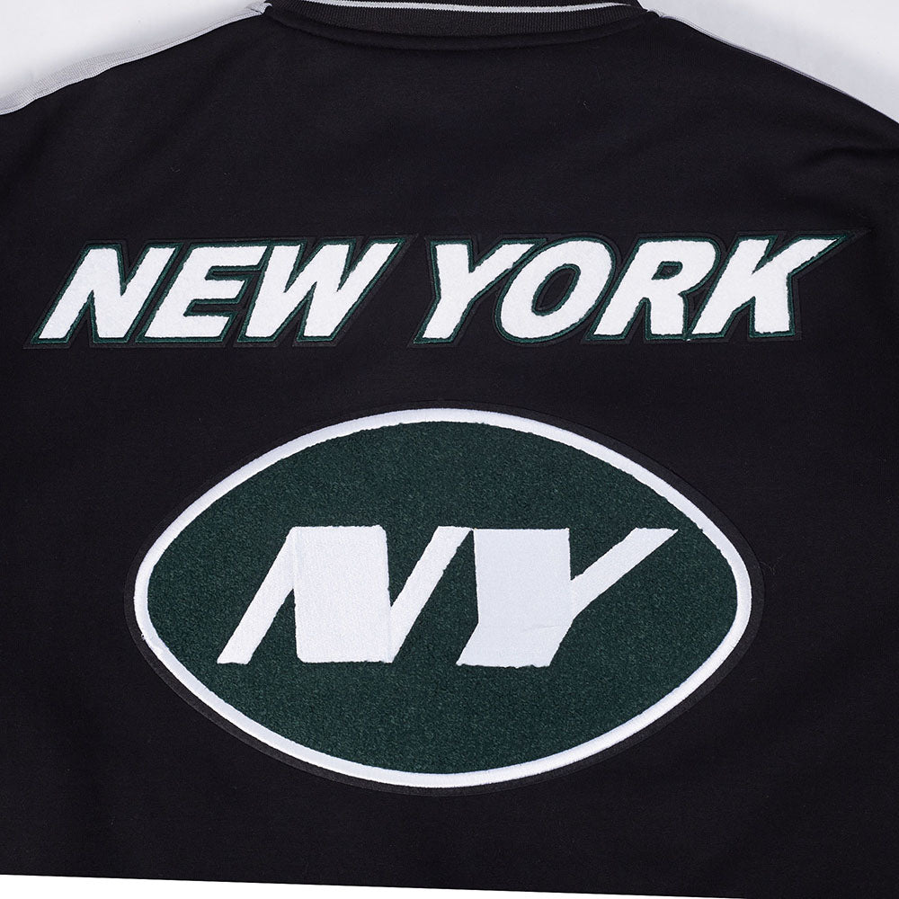 NFL NEW YORK JETS PRO GAME DAY MEN'S DBL KNIT JACKET (BLACK/SILVER/WHITE)