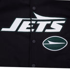 NFL NEW YORK JETS PRO GAME DAY MEN'S DBL KNIT JACKET (BLACK/SILVER/WHITE)