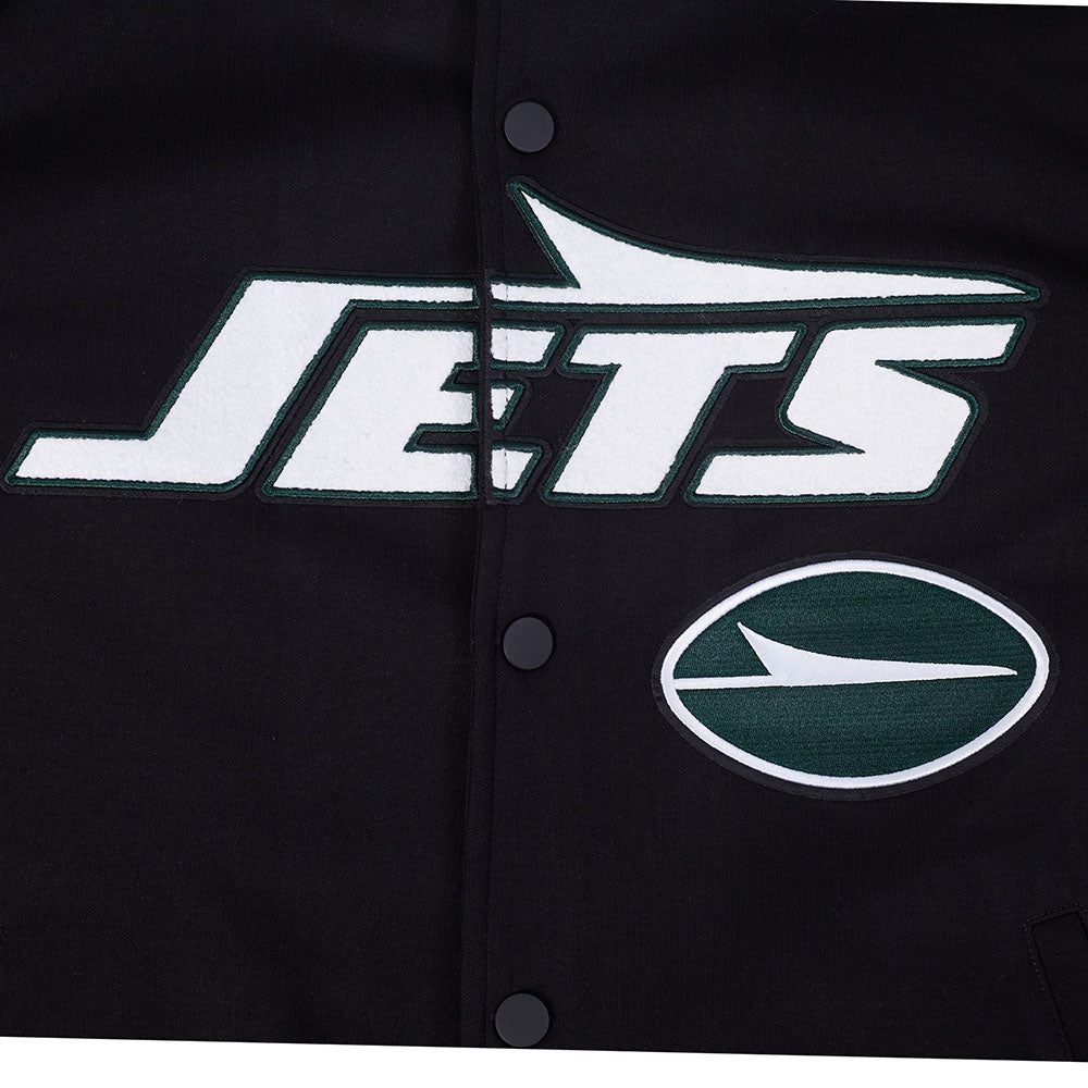 NFL NEW YORK JETS PRO GAME DAY MEN'S DBL KNIT JACKET (BLACK/SILVER/WHITE)