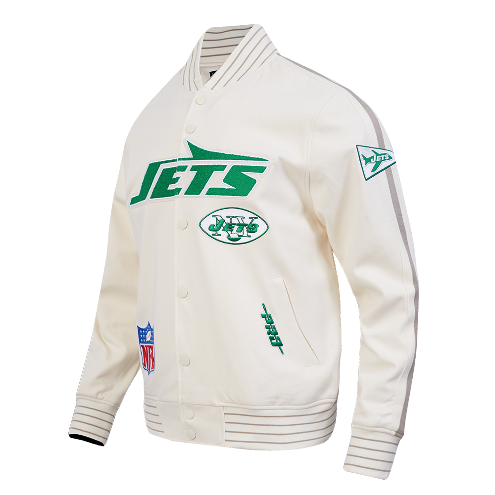 NFL NEW YORK JETS BLOUSON RÉTRO PRO GAME DAY (COQUILLE D'ŒUF/TAUPE/COQUILLE D'ŒUF)