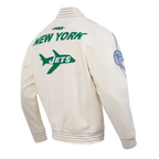 NFL NEW YORK JETS BLOUSON RÉTRO PRO GAME DAY (COQUILLE D'ŒUF/TAUPE/COQUILLE D'ŒUF)