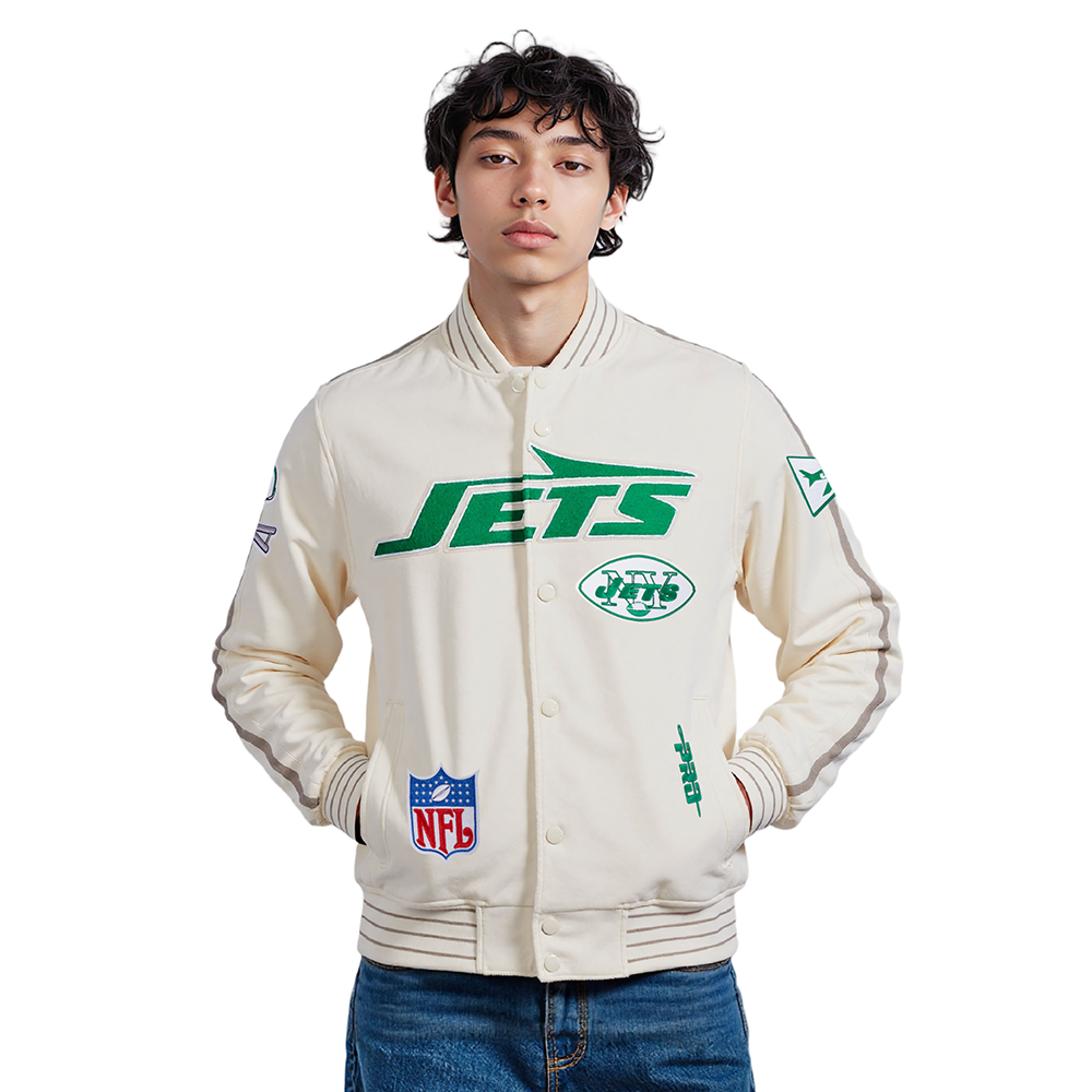 NFL NEW YORK JETS PRO GAME DAY RETRO JACKET (EGGSHELL/TAUPE/EGGSHELL)