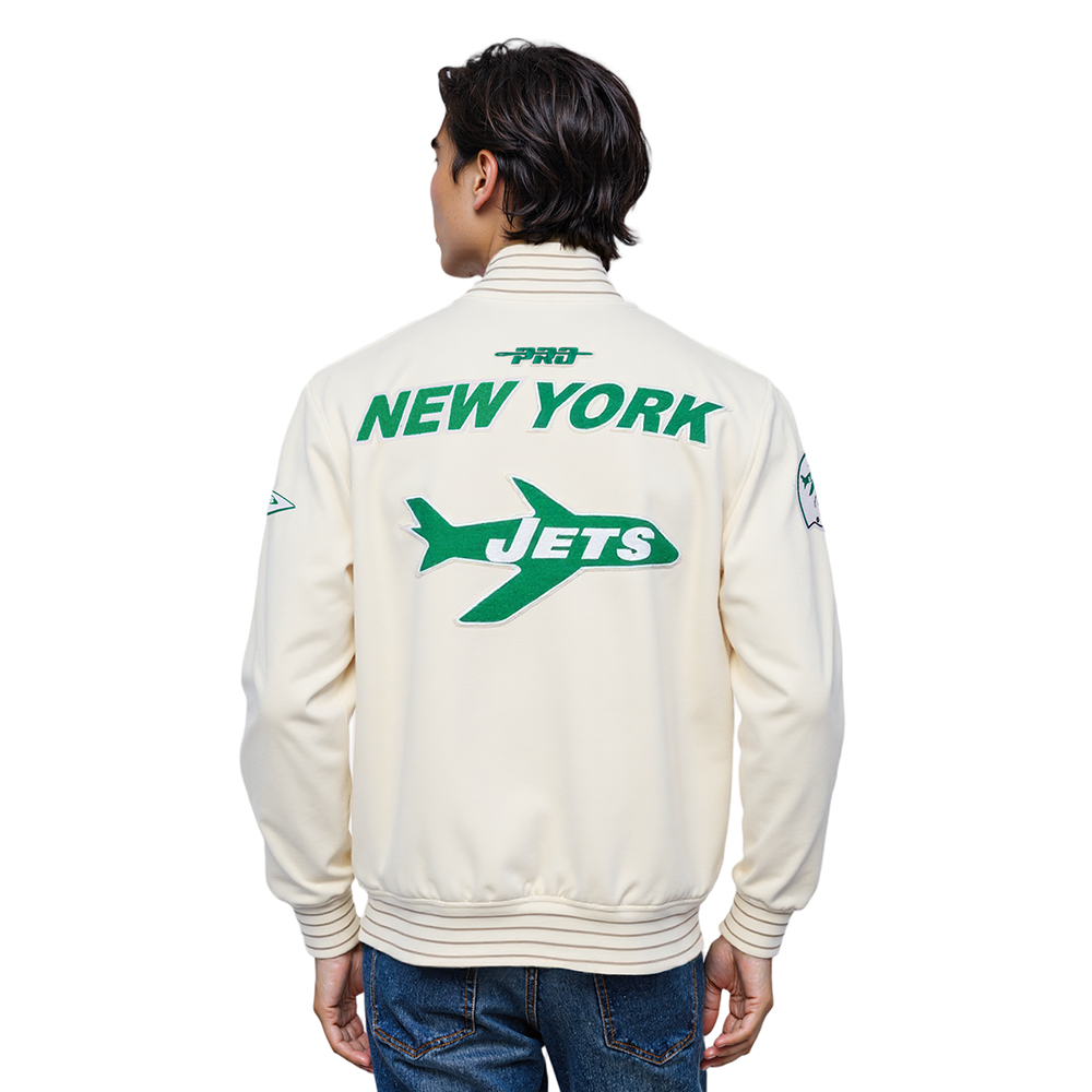 NFL NEW YORK JETS PRO GAME DAY RETRO JACKET (EGGSHELL/TAUPE/EGGSHELL)