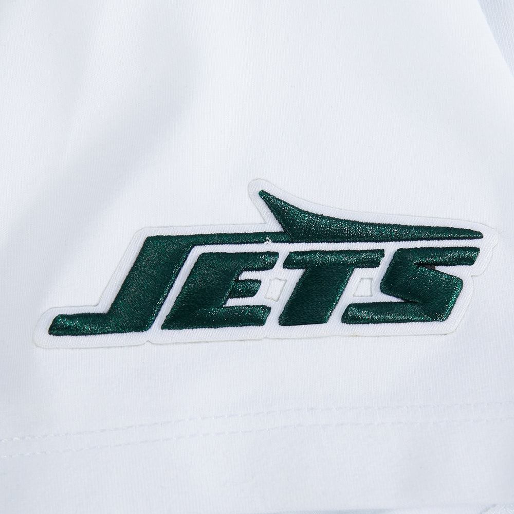 NFL NEW YORK JETS SCRIPT TAIL T-SHIRT EN JERSEY SIMPLE À COUPE CARRÉE POUR FEMME (BLANC)