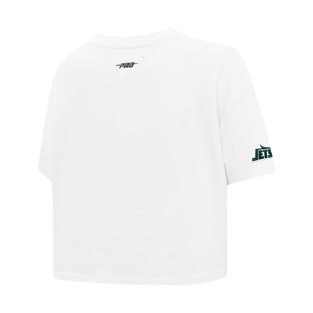 NFL NEW YORK JETS SCRIPT TAIL T-SHIRT EN JERSEY SIMPLE À COUPE CARRÉE POUR FEMME (BLANC)