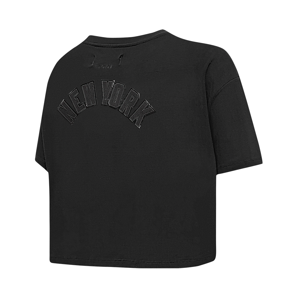 NFL NEW YORK JETS TRIPLE BLACK T-SHIRT EN JERSEY SIMPLE À COUPE CARRÉE POUR FEMME (NOIR)