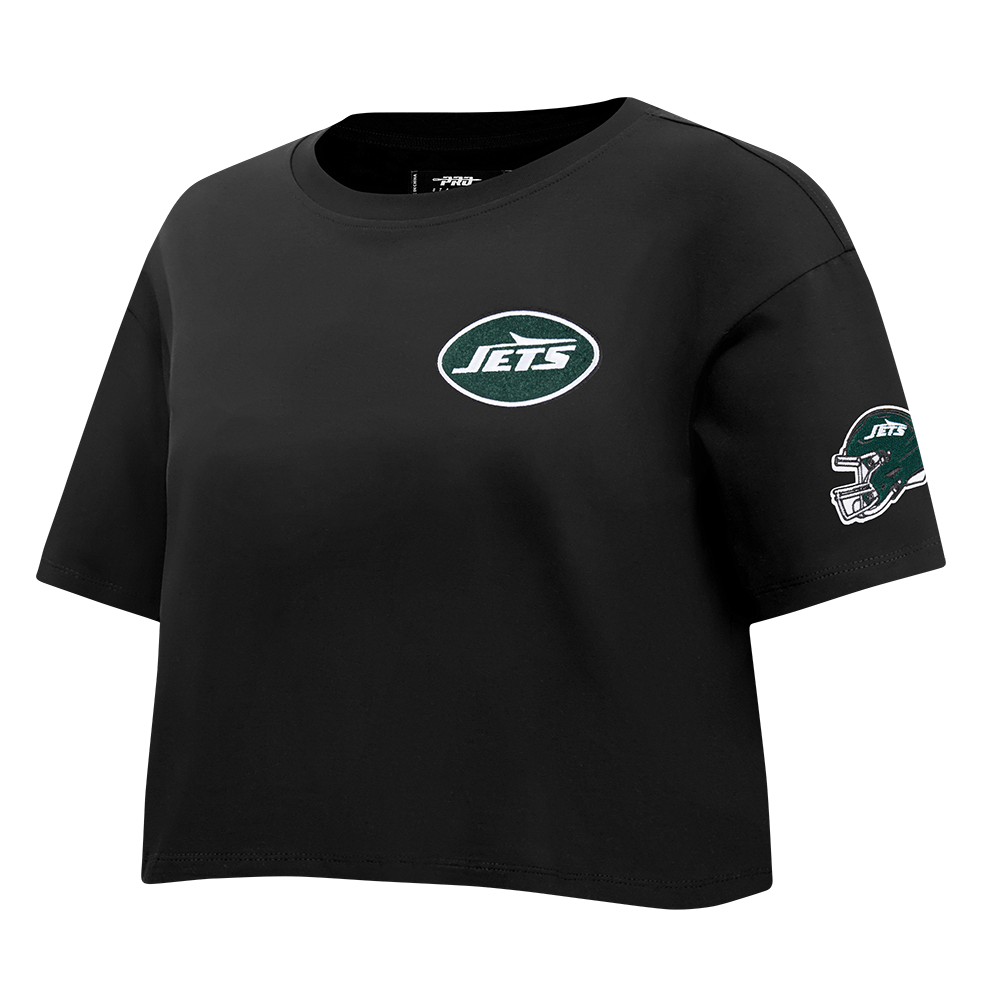 NFL NEW YORK JETS CLASSIC WOMEN'S SINGLE JERSEY BOXY TEE (BLACK)