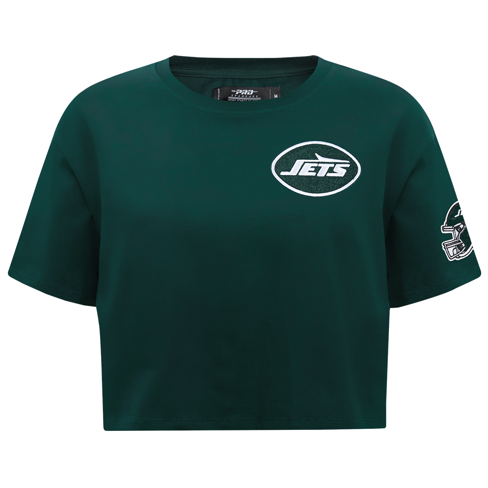 NFL NEW YORK JETS CLASSIC T-SHIRT EN JERSEY SIMPLE À COUPE CARRÉE POUR FEMME (VERT FORÊT)