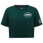 NFL NEW YORK JETS CLASSIC T-SHIRT EN JERSEY SIMPLE À COUPE CARRÉE POUR FEMME (VERT FORÊT)