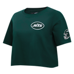 NFL NEW YORK JETS CLASSIC T-SHIRT EN JERSEY SIMPLE À COUPE CARRÉE POUR FEMME (VERT FORÊT)